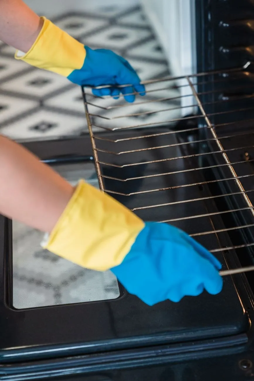 The same oven with clean racks and glass after the clean
